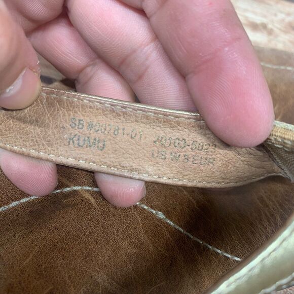 Olukai Kumu Brown Leather Gold Tone Strap Sandal Flip Flops Womens Size 8 EU 38 - Picture 10 of 11
